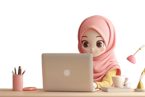 Cute hijabi at laptop