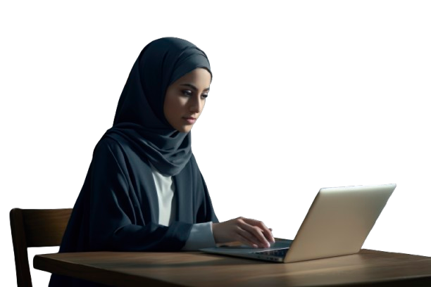 Muslim girl on laptop